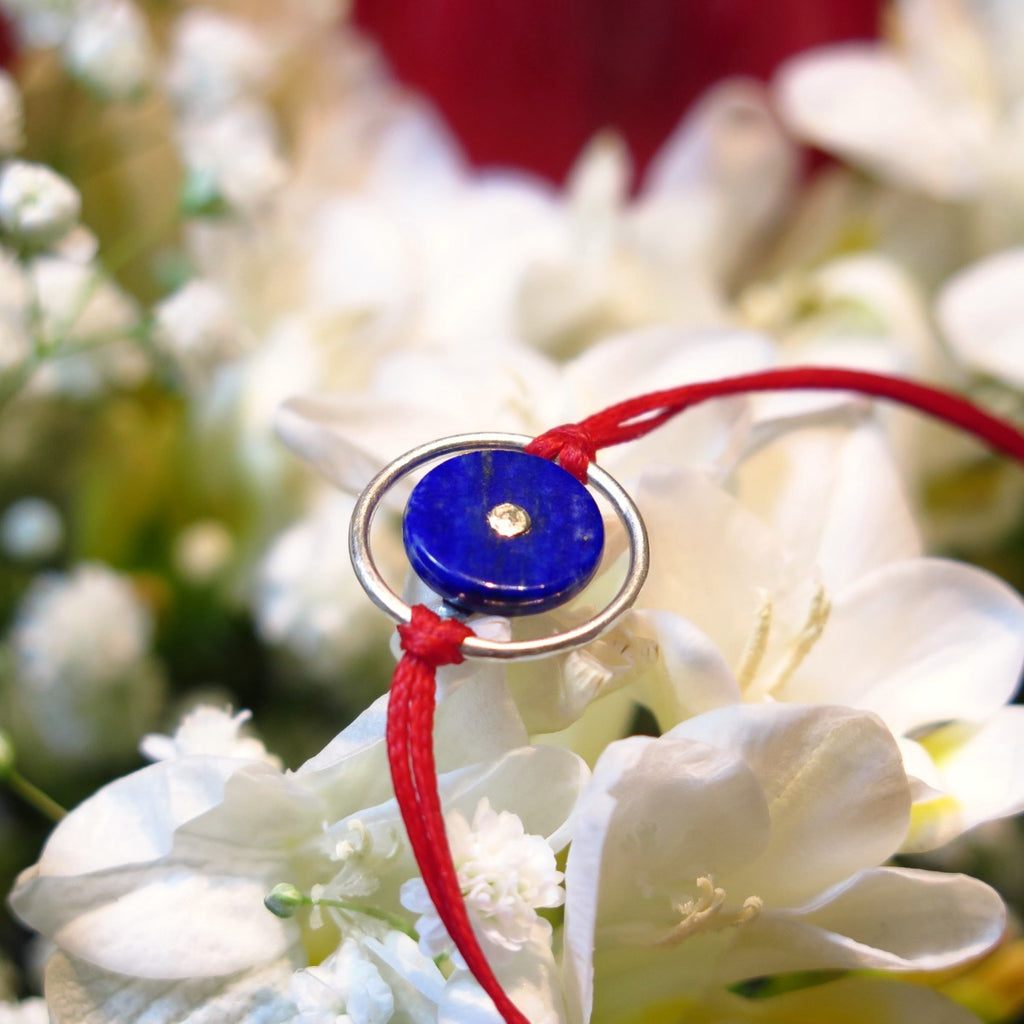 Space Eye Friendship Bracelet in Silver & Lapis - Alkisti Jewelry