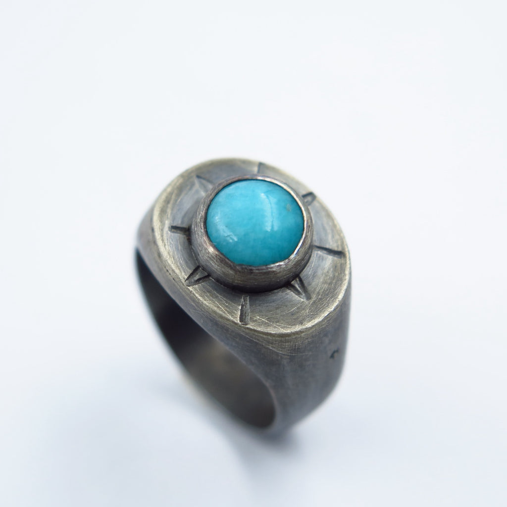 Sun Symbol Signet in Amazonite - Alkisti Jewelry