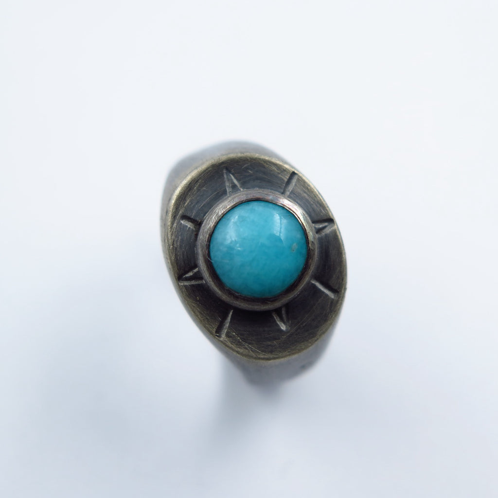 Sun Symbol Signet in Amazonite - Alkisti Jewelry