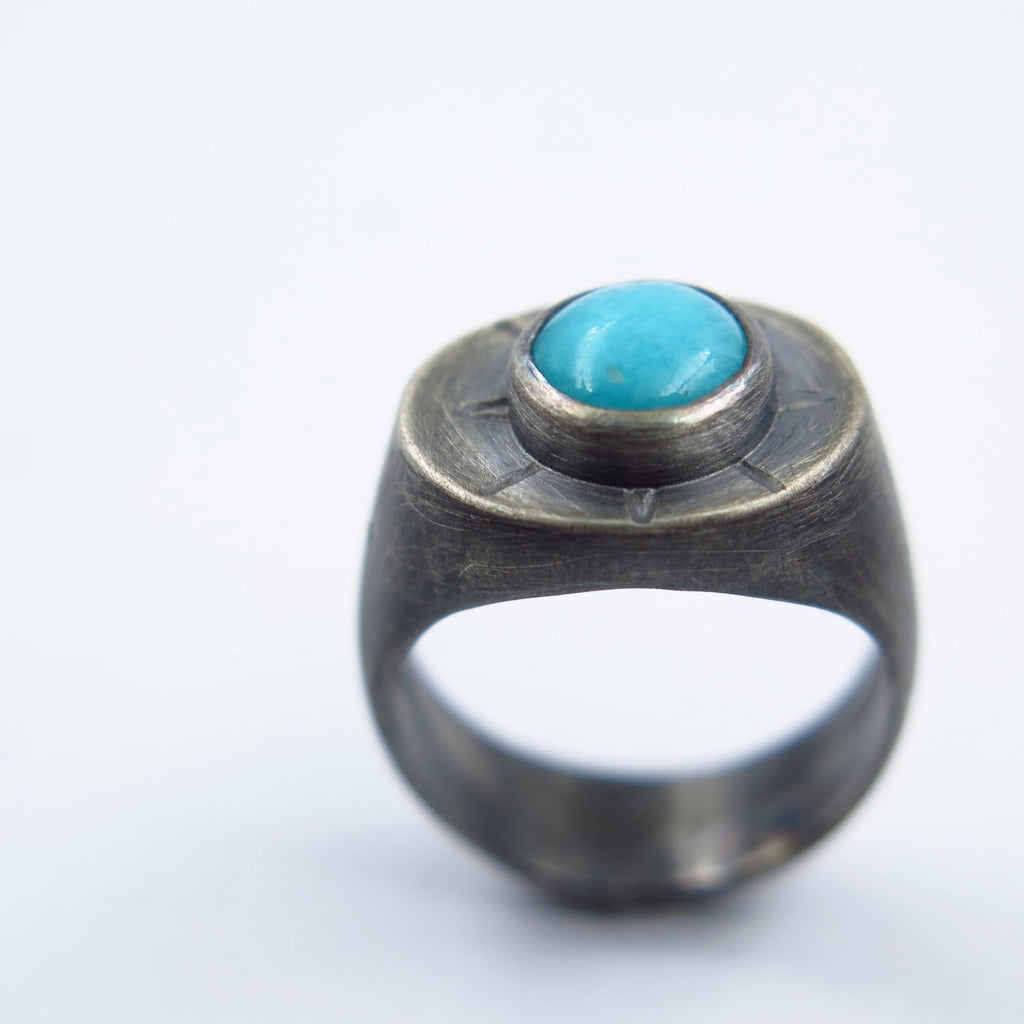 Sun Symbol Signet in Amazonite - Alkisti Jewelry