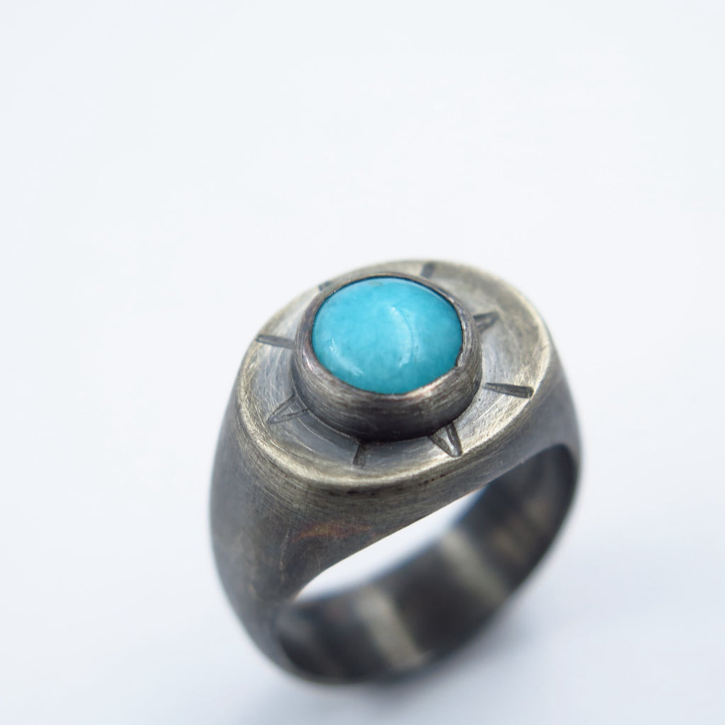 Sun Symbol Signet in Amazonite - Alkisti Jewelry