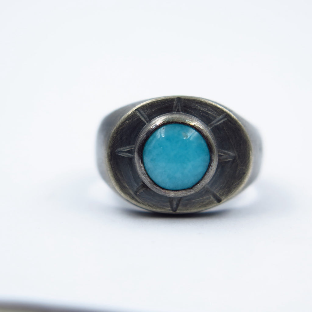 Sun Symbol Signet in Amazonite - Alkisti Jewelry