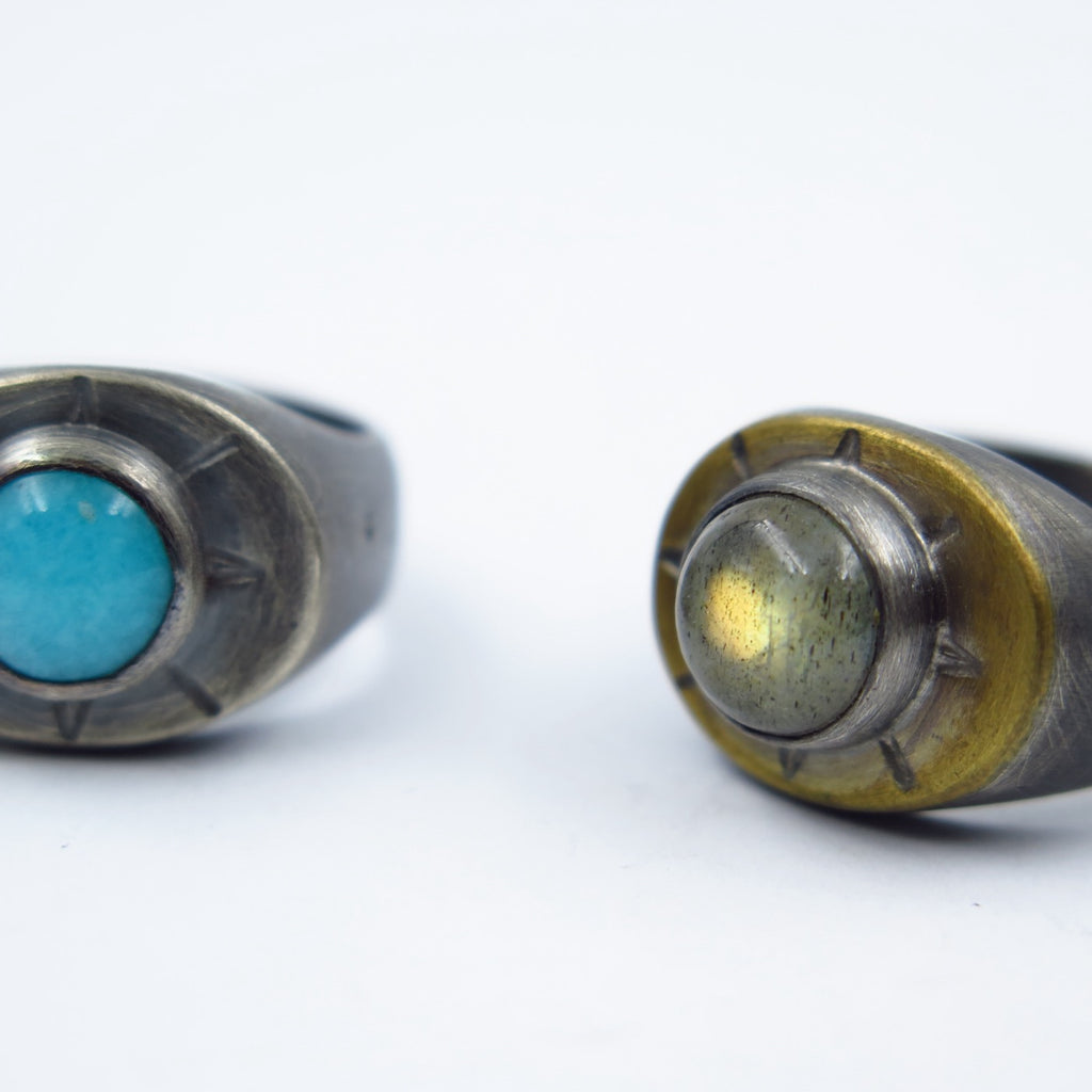 Sun Symbol Signet in Amazonite - Alkisti Jewelry