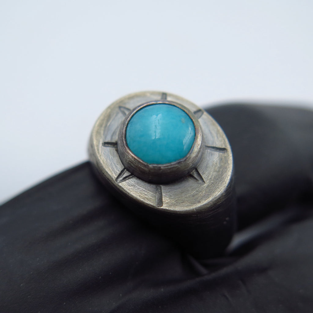 Sun Symbol Signet in Amazonite - Alkisti Jewelry