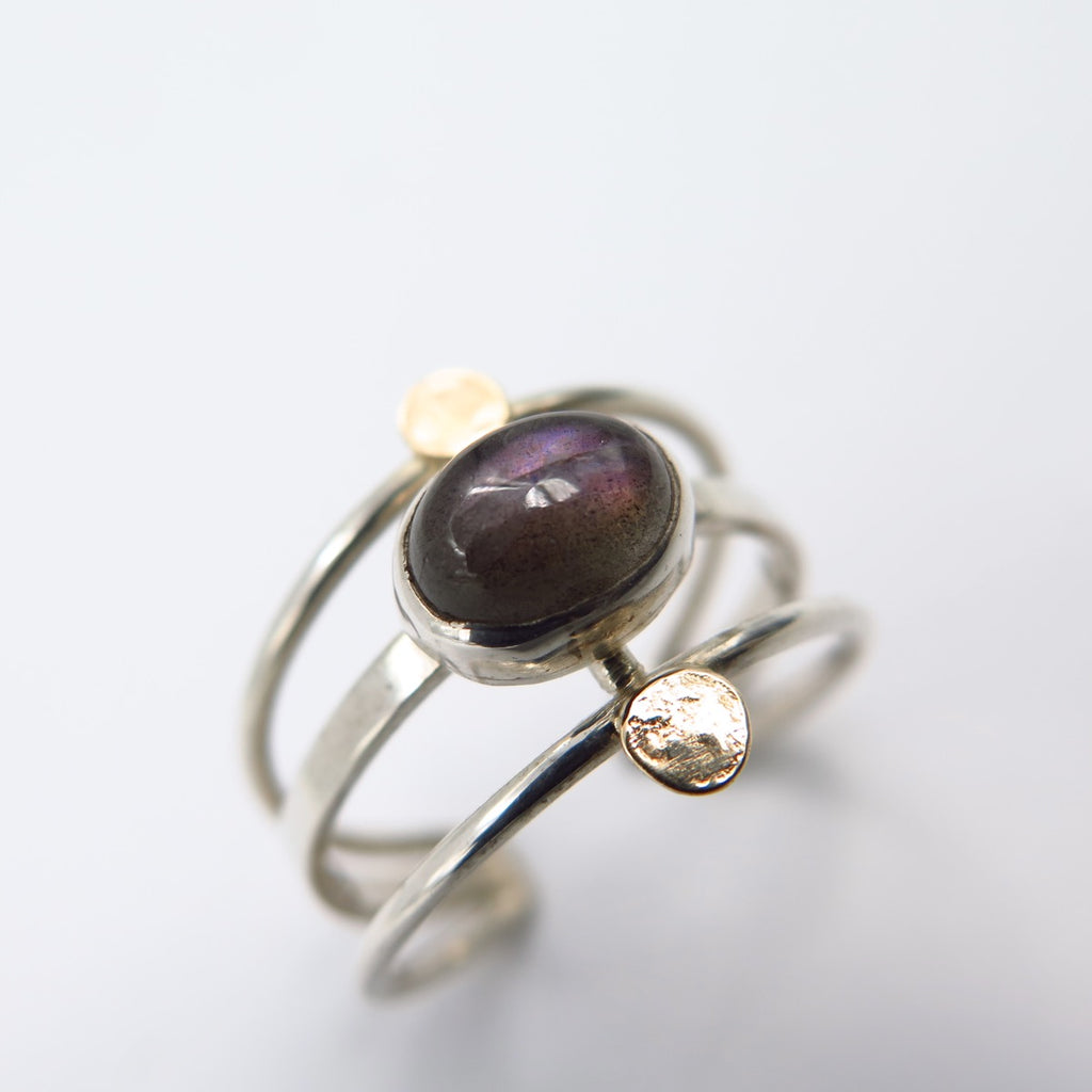 Gladiator Fine Ring in Purple Labradorite - Alkisti Jewelry