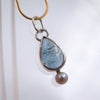 Aura Necklace in Aquamarine & Akoya Pearl - Alkisti Jewelry