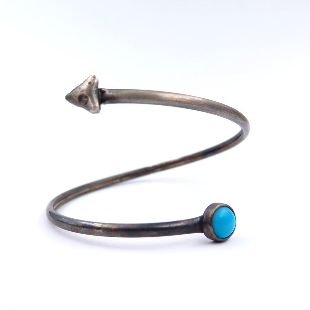 Spira Bracelet in Oxidised Silver & Turquoise - Alkisti Jewelry