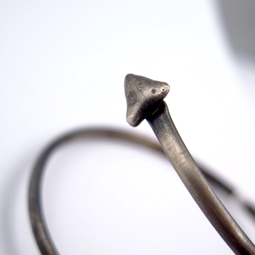 Spiral Bracelet in Oxidised Silver & Turquoise - Alkisti Jewelry