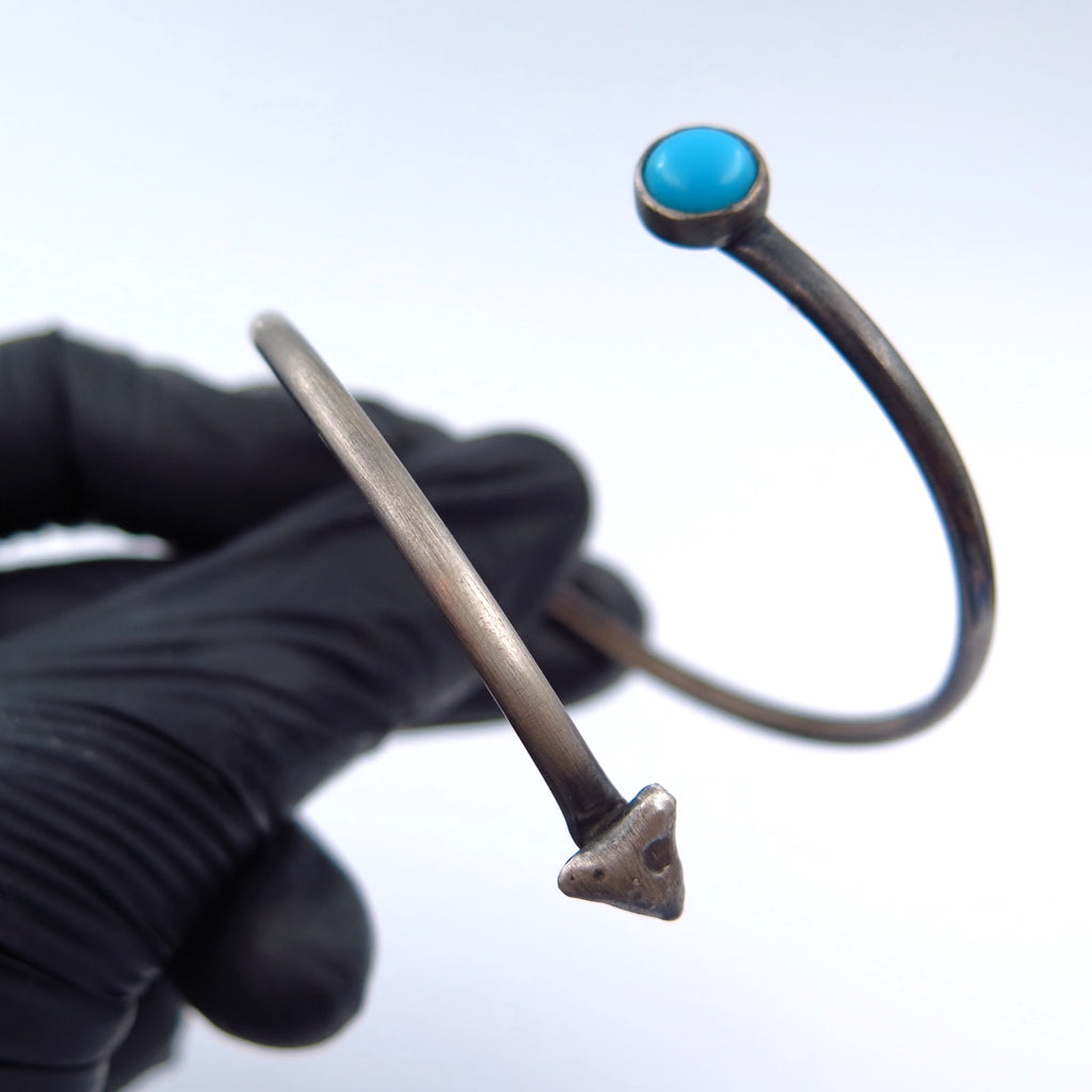 Spiral Bracelet in Oxidised Silver & Turquoise - Alkisti Jewelry