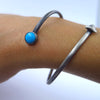 Spiral Bracelet in Oxidised Silver & Turquoise - Alkisti Jewelry