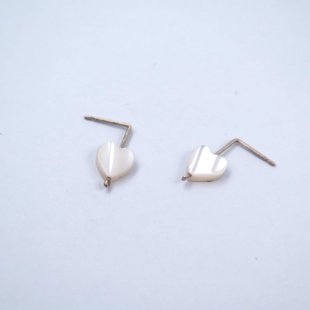 Heart Studs in Silver & Mother of Pearl - Alkisti Jewelry