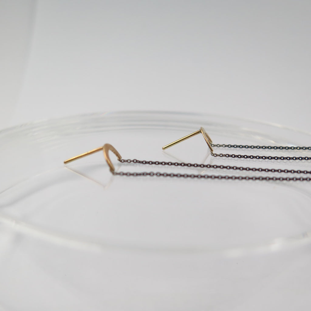 Dark Chain Fine Studs in 14K Gold - Alkisti Jewelry