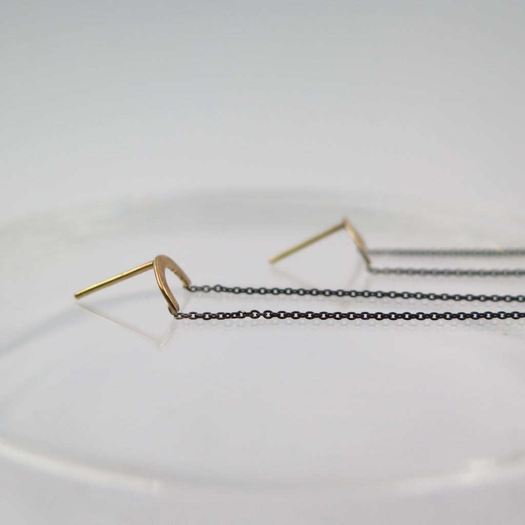 Dark Chain Fine Studs in 14K Gold - Alkisti Jewelry