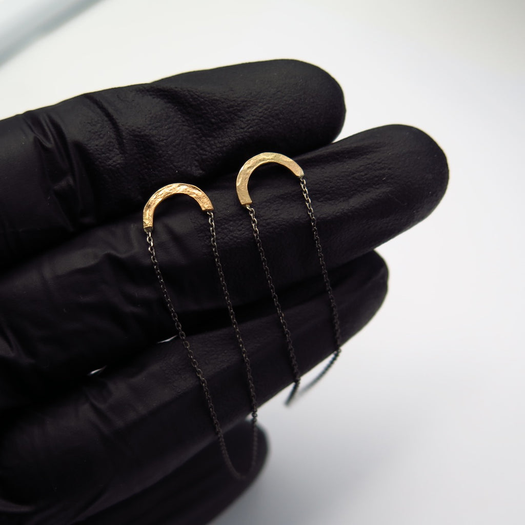 Dark Chain Fine Studs in 14K Gold - Alkisti Jewelry