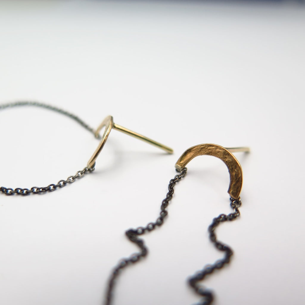 Dark Chain Fine Studs in 14K Gold - Alkisti Jewelry