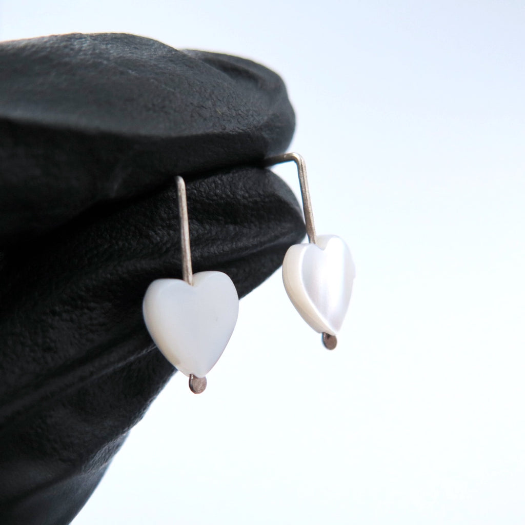 Heart Studs in Silver & Mother of Pearl - Alkisti Jewelry