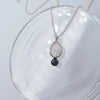 Aura Pendant in Moonstone & black pearl - Alkisti Jewelry