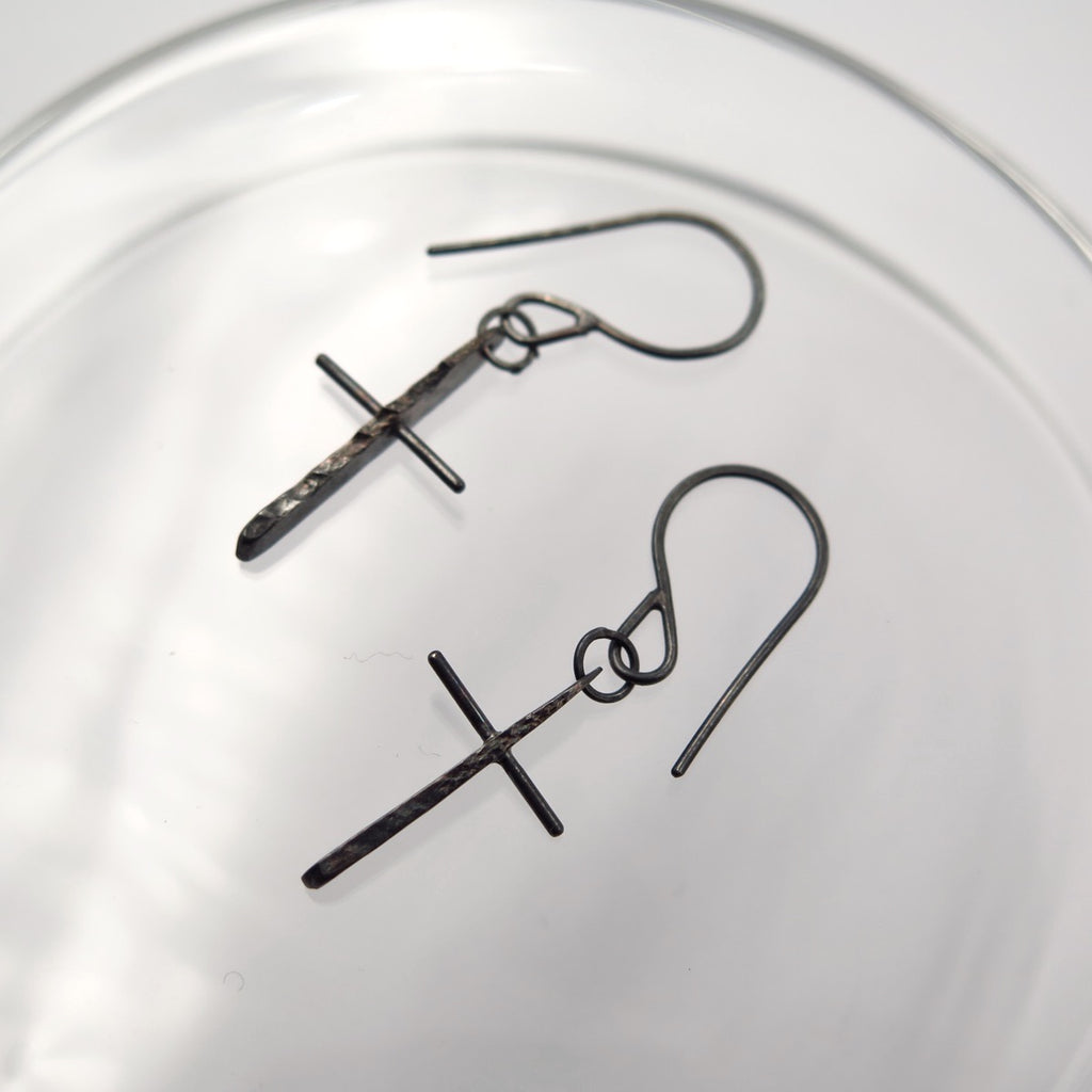 Cross Earrings in Silver - Alkisti Jewelry