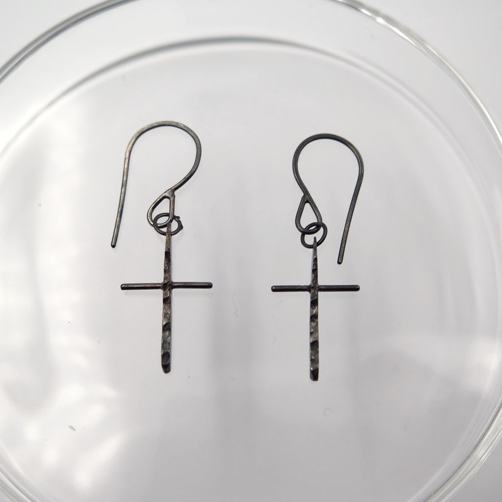 Cross Earrings in Silver - Alkisti Jewelry