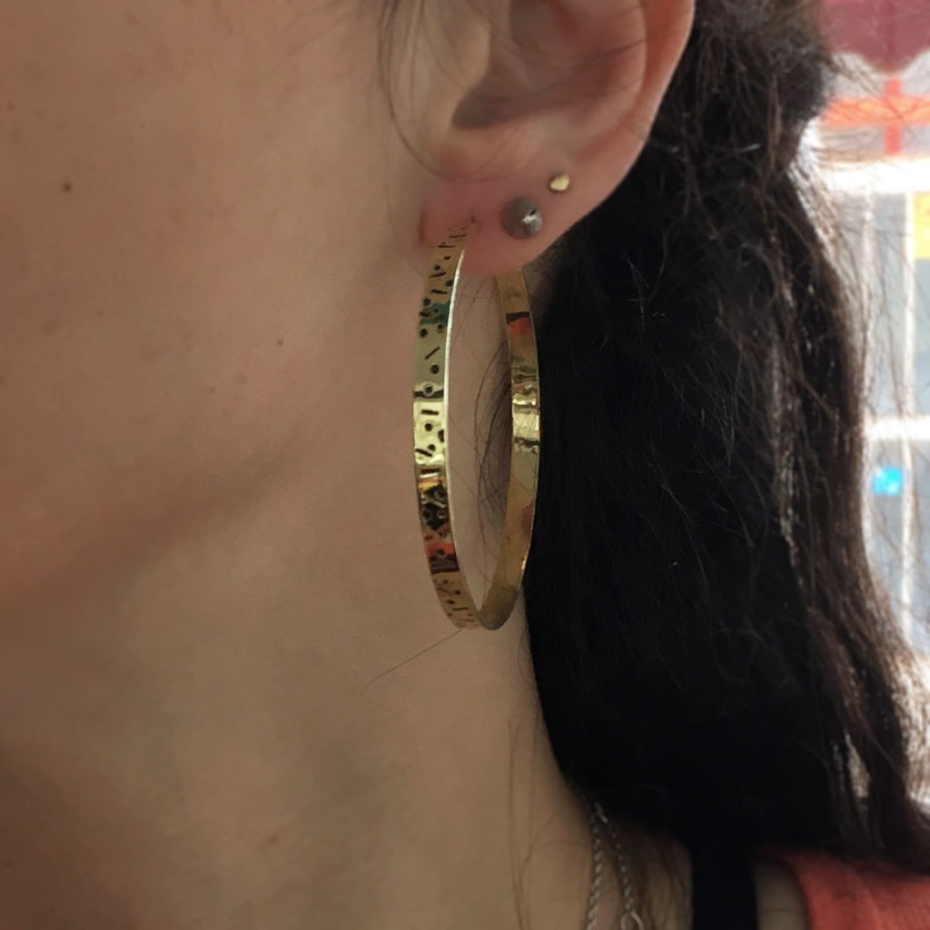 Patterns Hoops in Bronze - Alkisti Jewelry