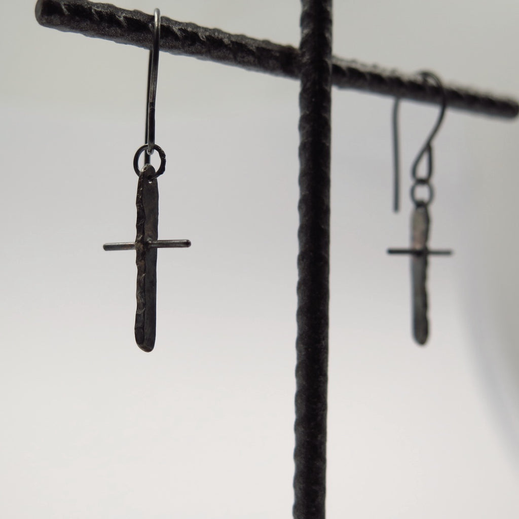 Cross Earrings in Silver - Alkisti Jewelry