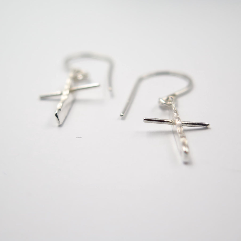 Cross Earrings in Silver - Alkisti Jewelry
