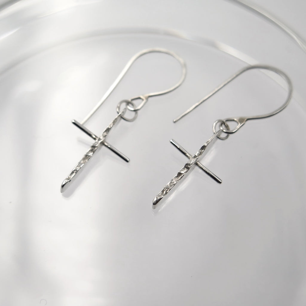 Cross Earrings in Silver - Alkisti Jewelry