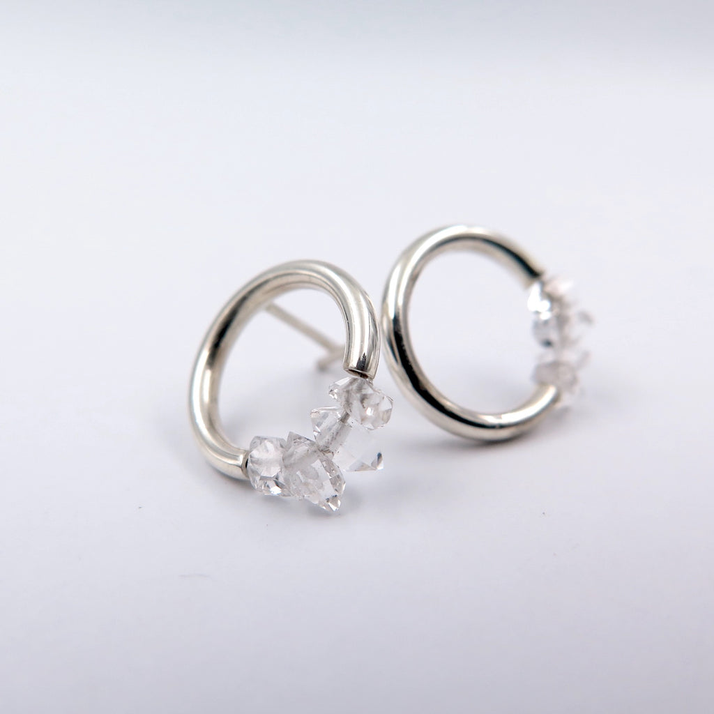 Orbit Earrings in Herkimer Diamond - Alkisti Jewelry