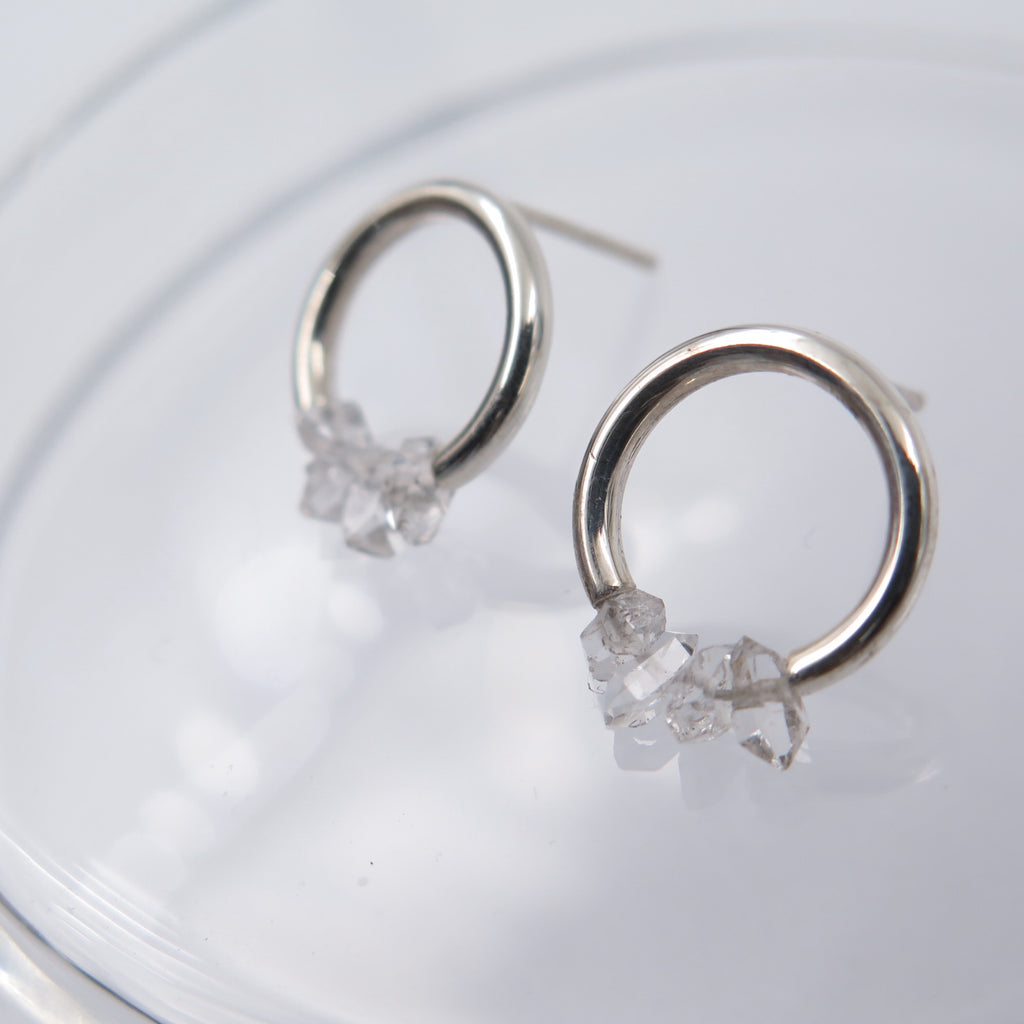 Orbit Earrings in Herkimer Diamond - Alkisti Jewelry