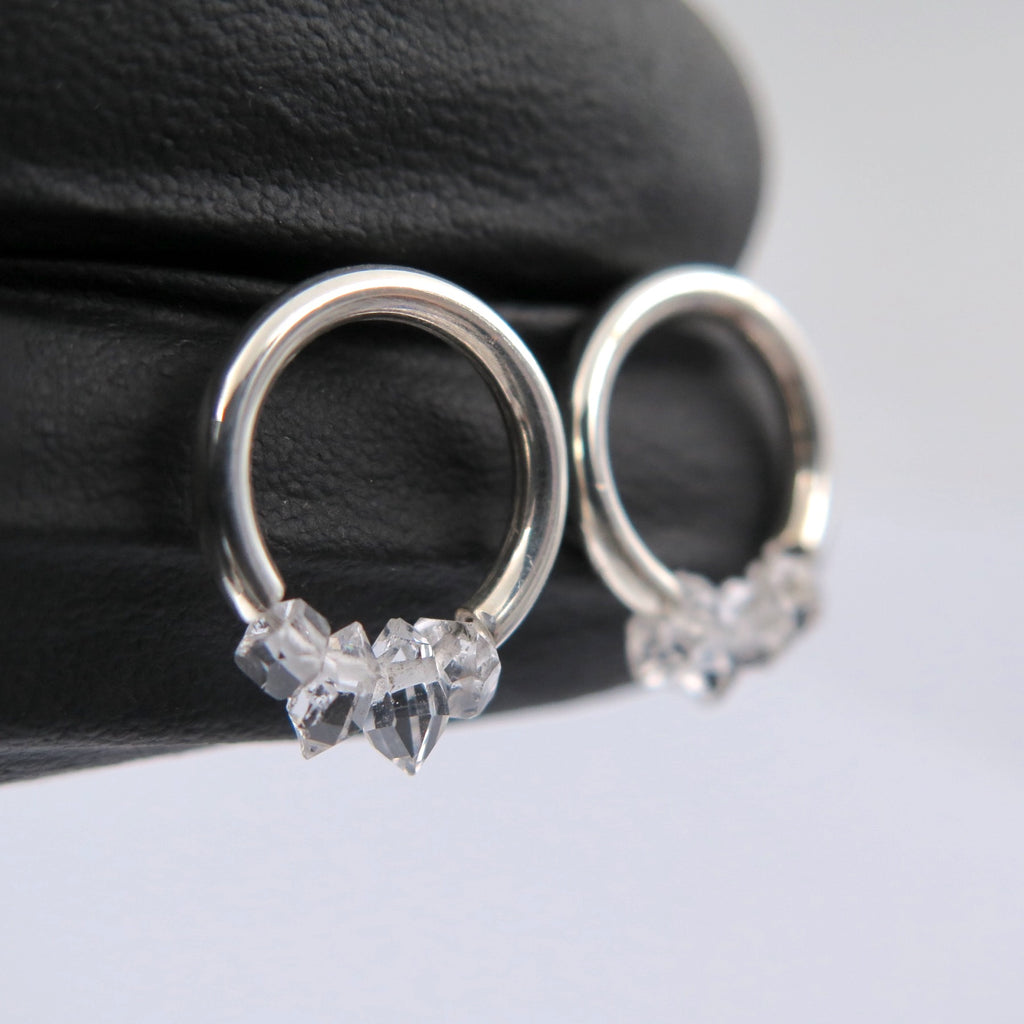 Orbit Earrings in Herkimer Diamond - Alkisti Jewelry