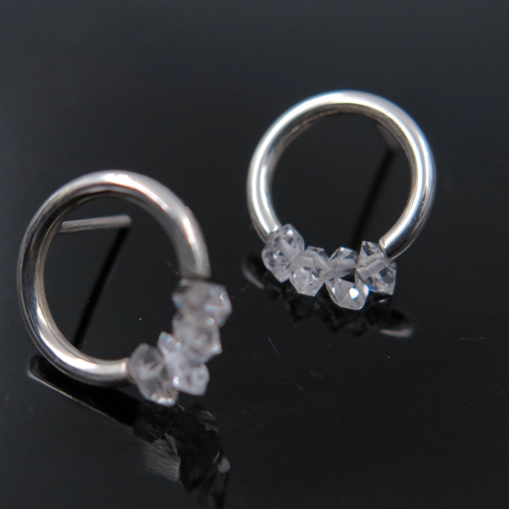 Orbit Earrings in Herkimer Diamond - Alkisti Jewelry