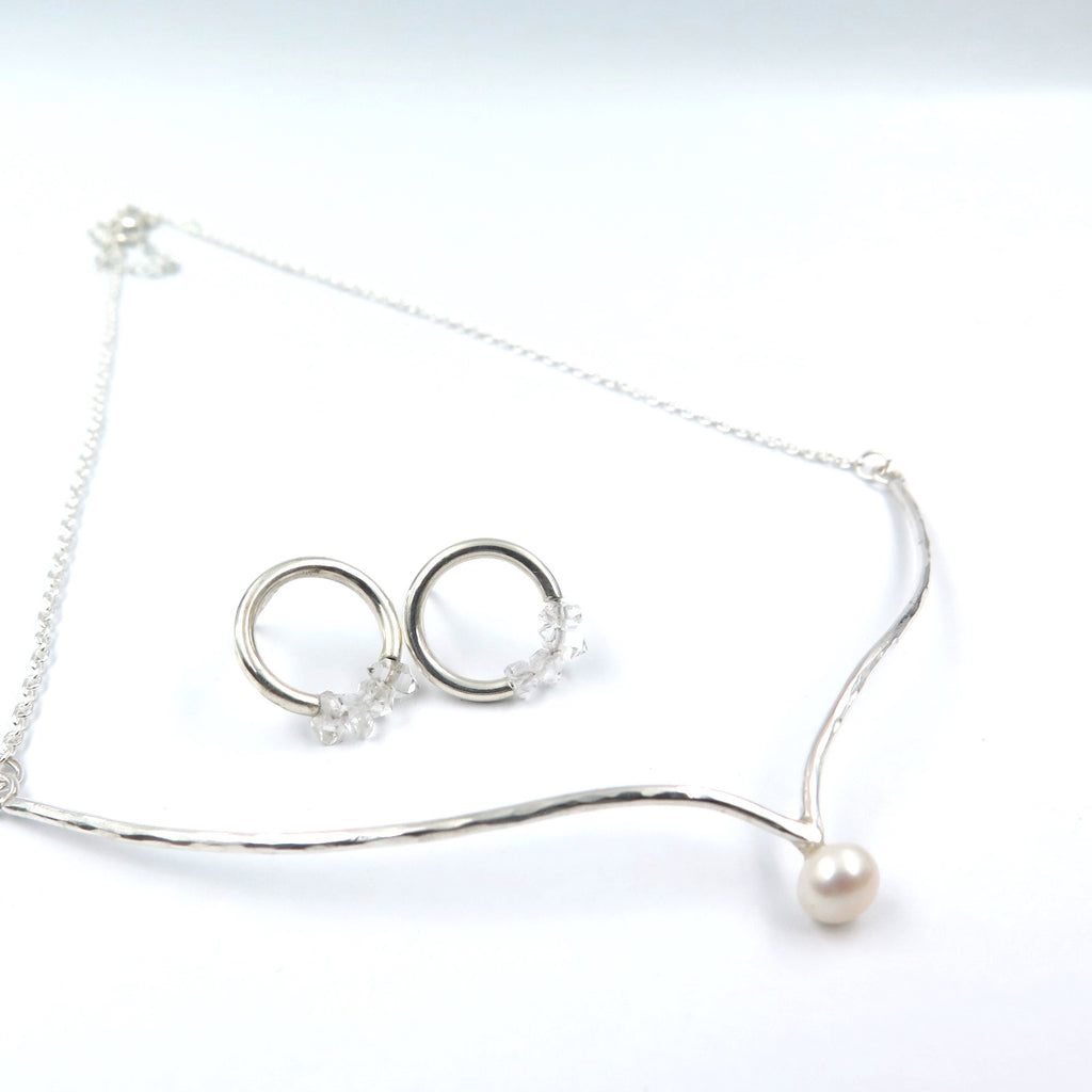 Flying Pearl Necklace in Silver & Pearl - Alkisti Jewelry