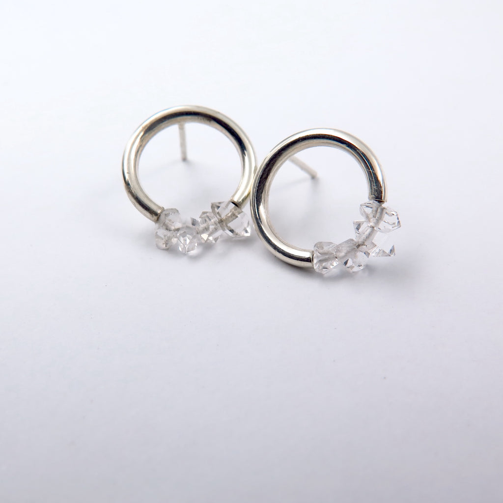 Orbit Earrings in Herkimer Diamond - Alkisti Jewelry