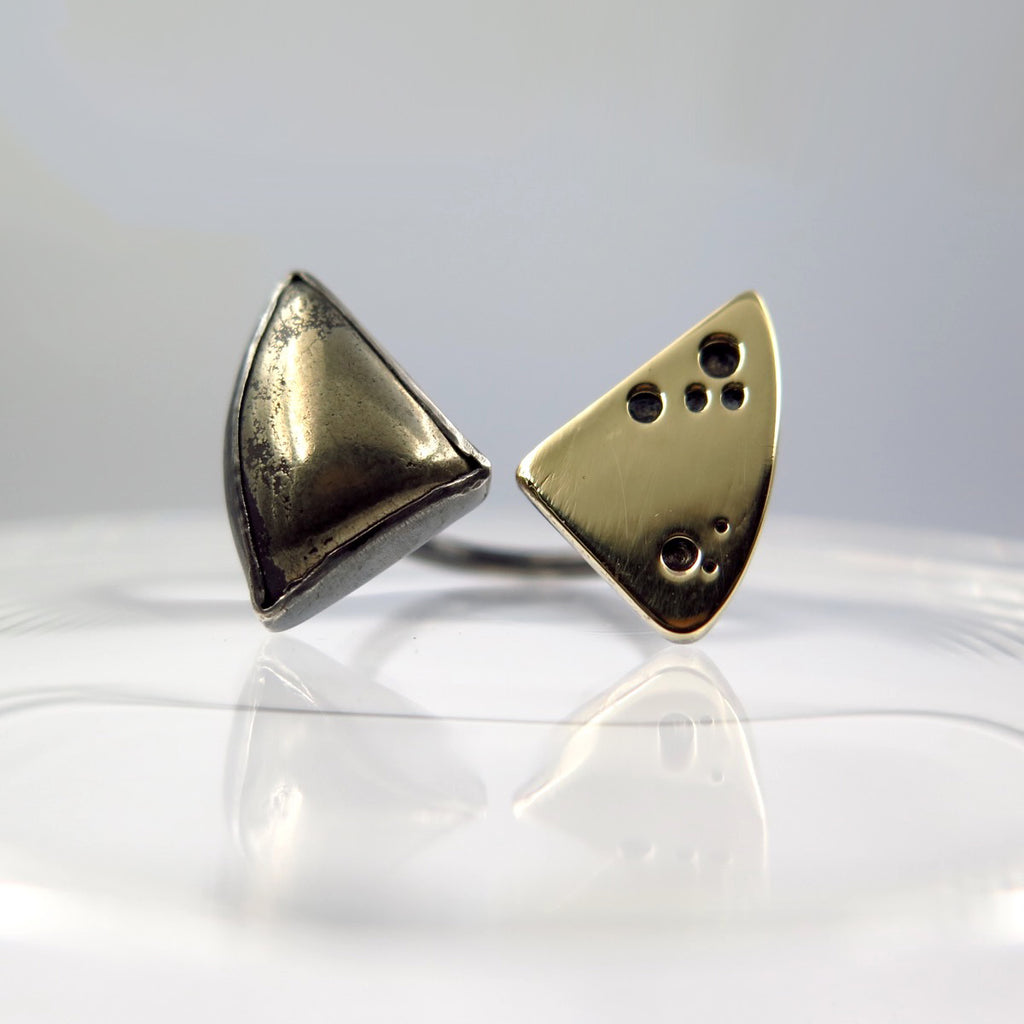 Butterfly Ring in Silver, Bronze & Pyrite - Alkisti Jewelry