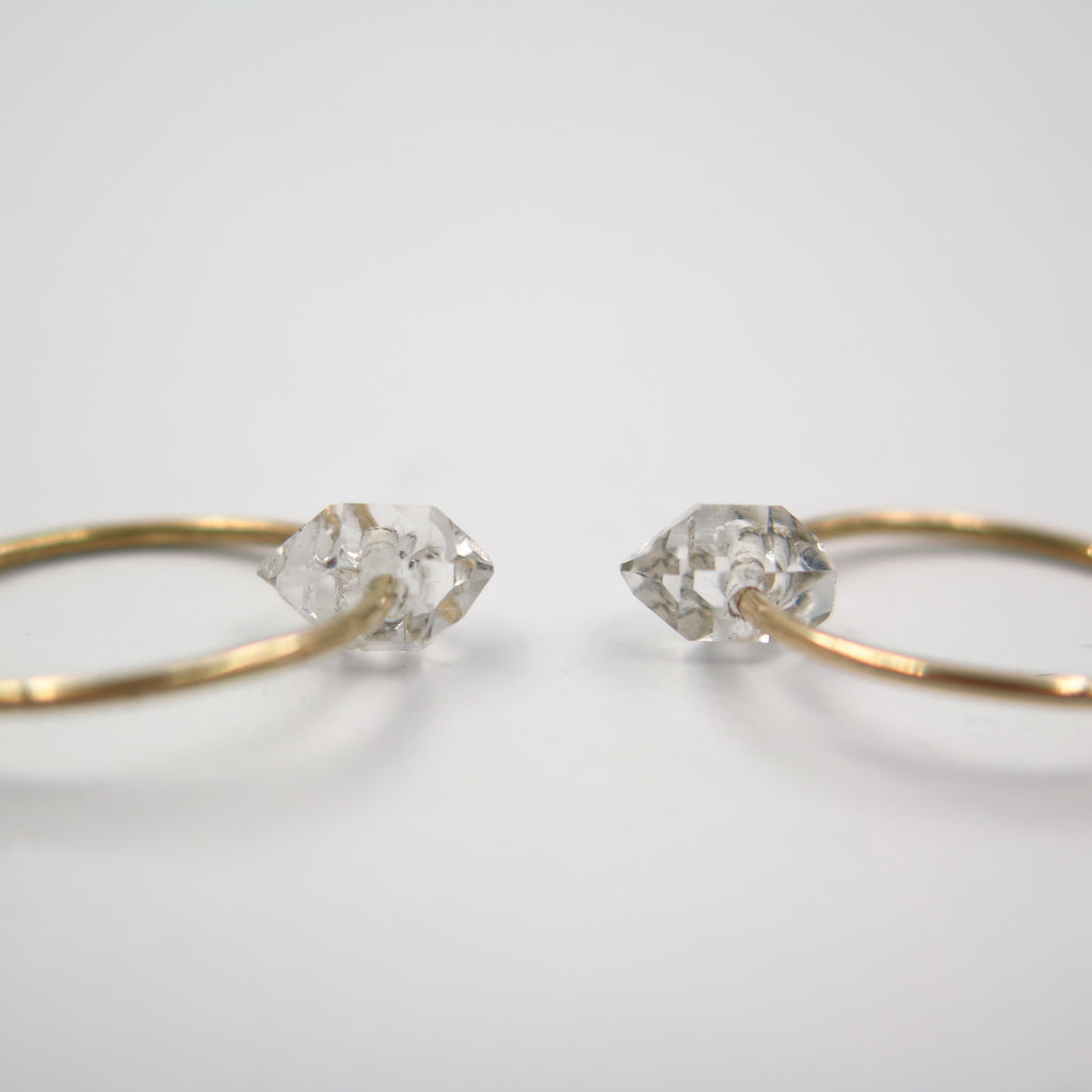 Planitakia Fine Hoops in Herkimer Diamond & 14K Gold - Alkisti Jewelry
