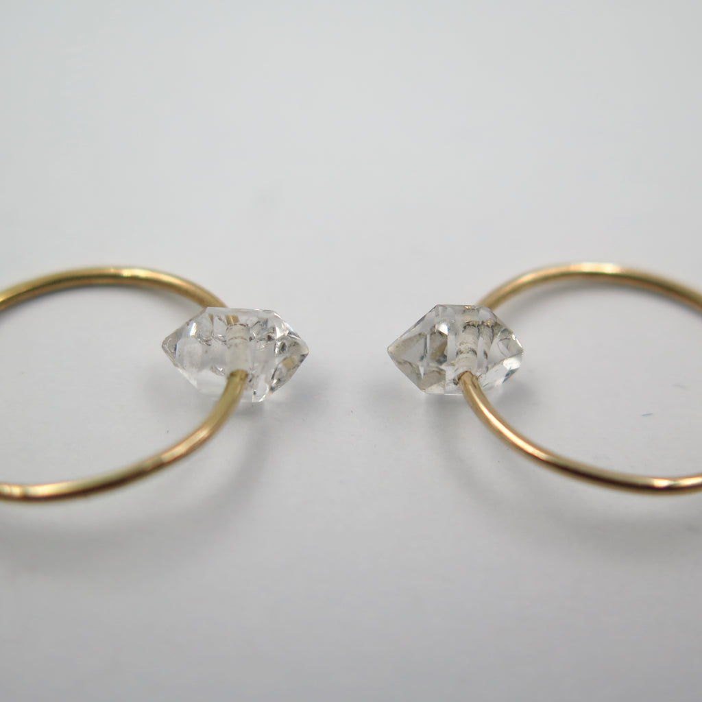 Planitakia Fine Hoops in Herkimer Diamond & 14K Gold - Alkisti Jewelry