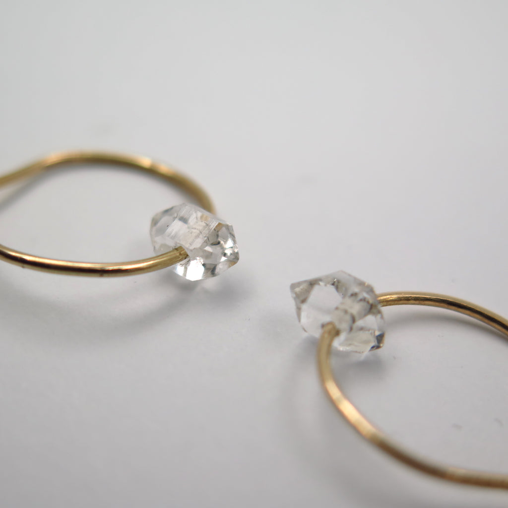 Planitakia Fine Hoops in Herkimer Diamond & 14K Gold - Alkisti Jewelry