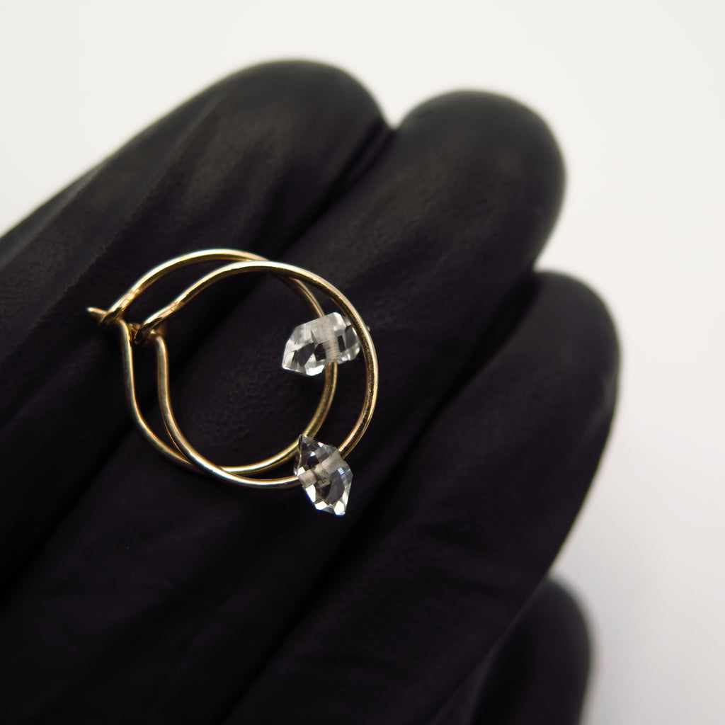 Planitakia Fine Hoops in Herkimer Diamond & 14K Gold - Alkisti Jewelry