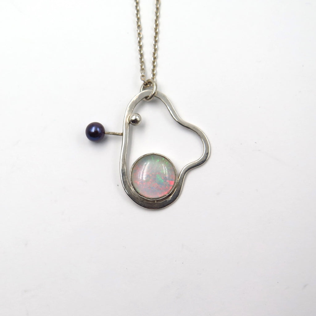 Space Necklace in Opal & Pearl - Alkisti Jewelry