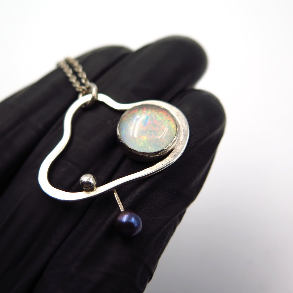 Space Necklace in Opal & Pearl - Alkisti Jewelry