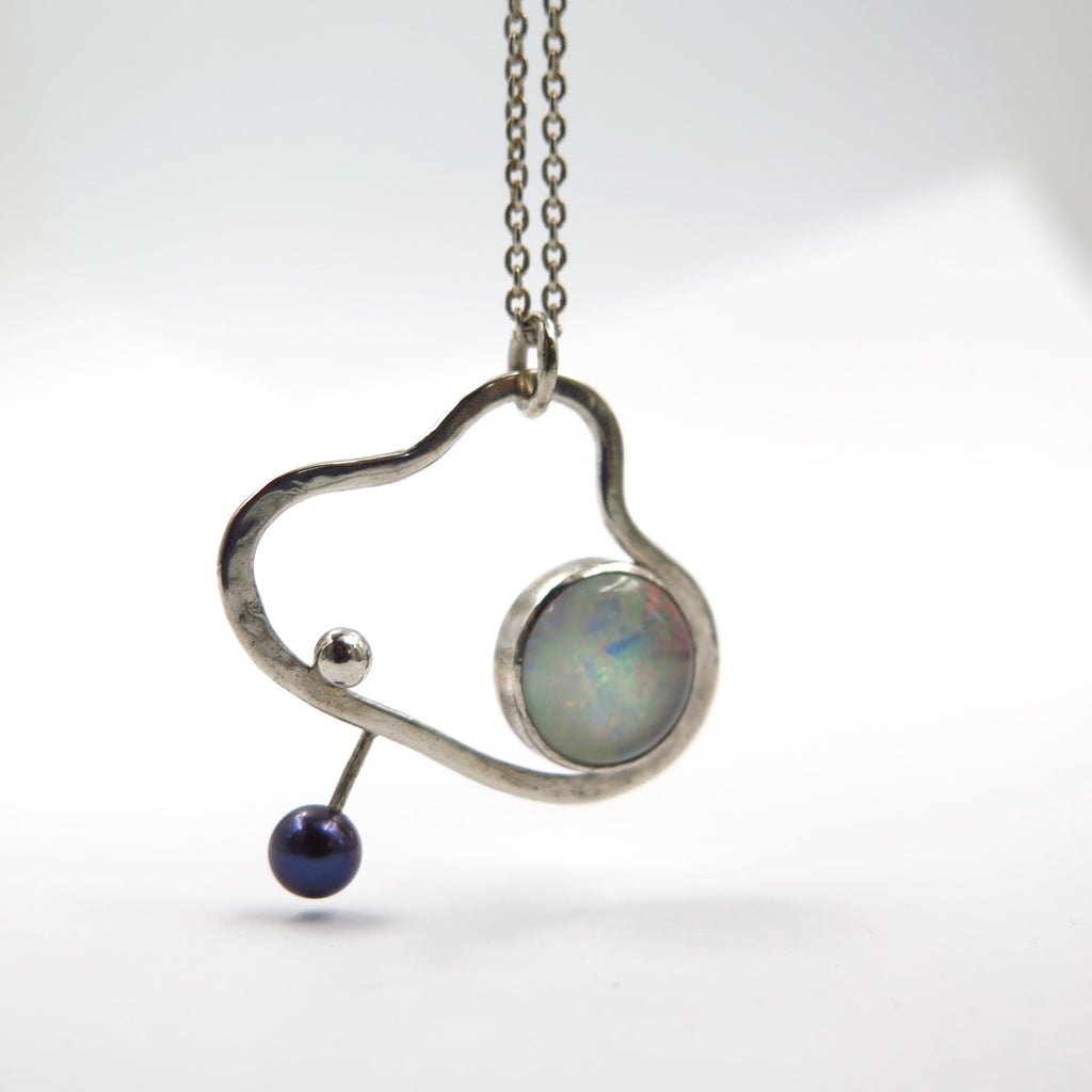 Space Necklace in Opal & Pearl - Alkisti Jewelry