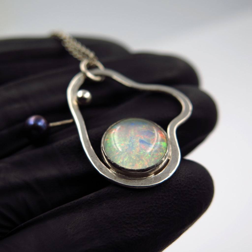 Space Necklace in Opal & Pearl - Alkisti Jewelry
