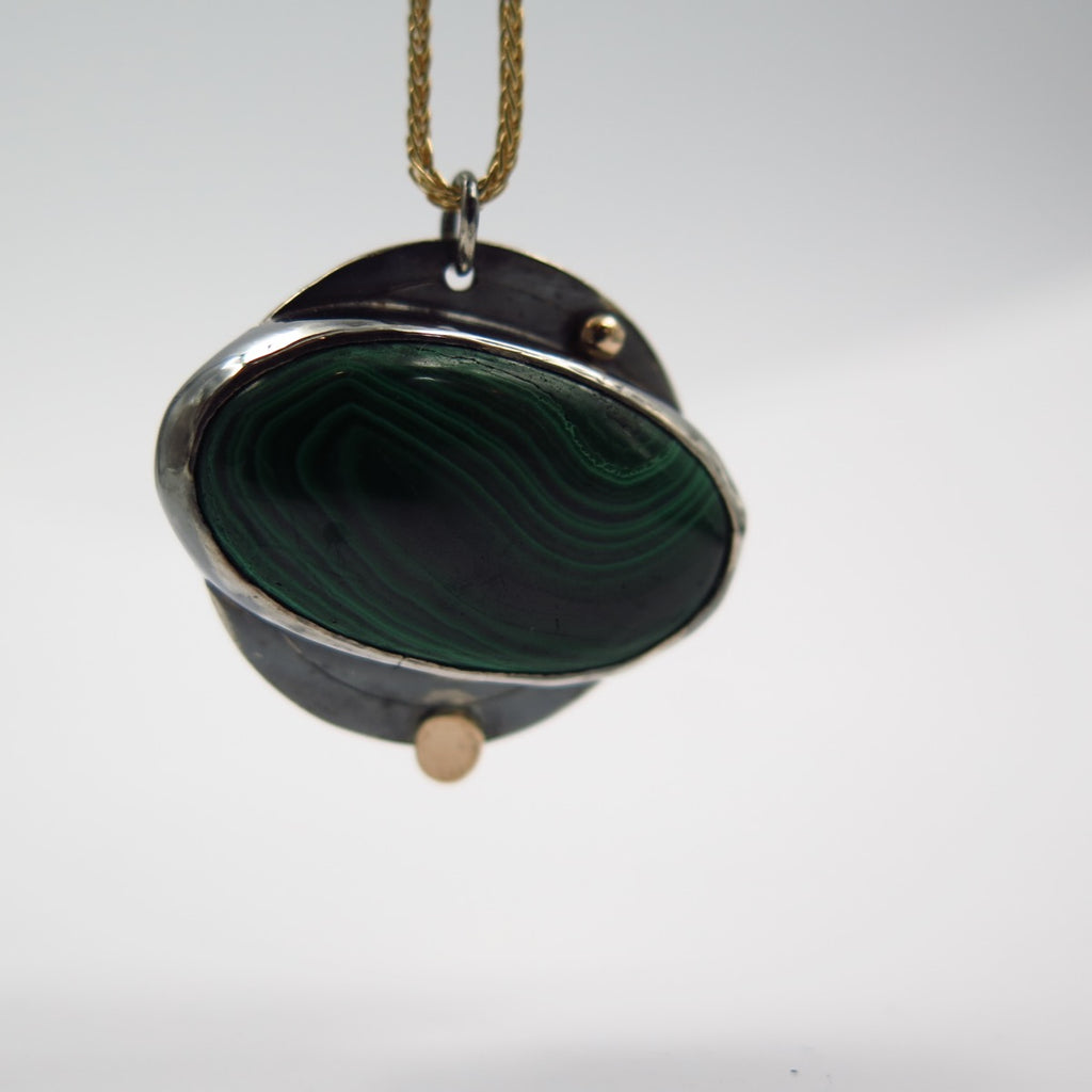 Planet Jupiter Pendant in Malachite - Alkisti Jewelry