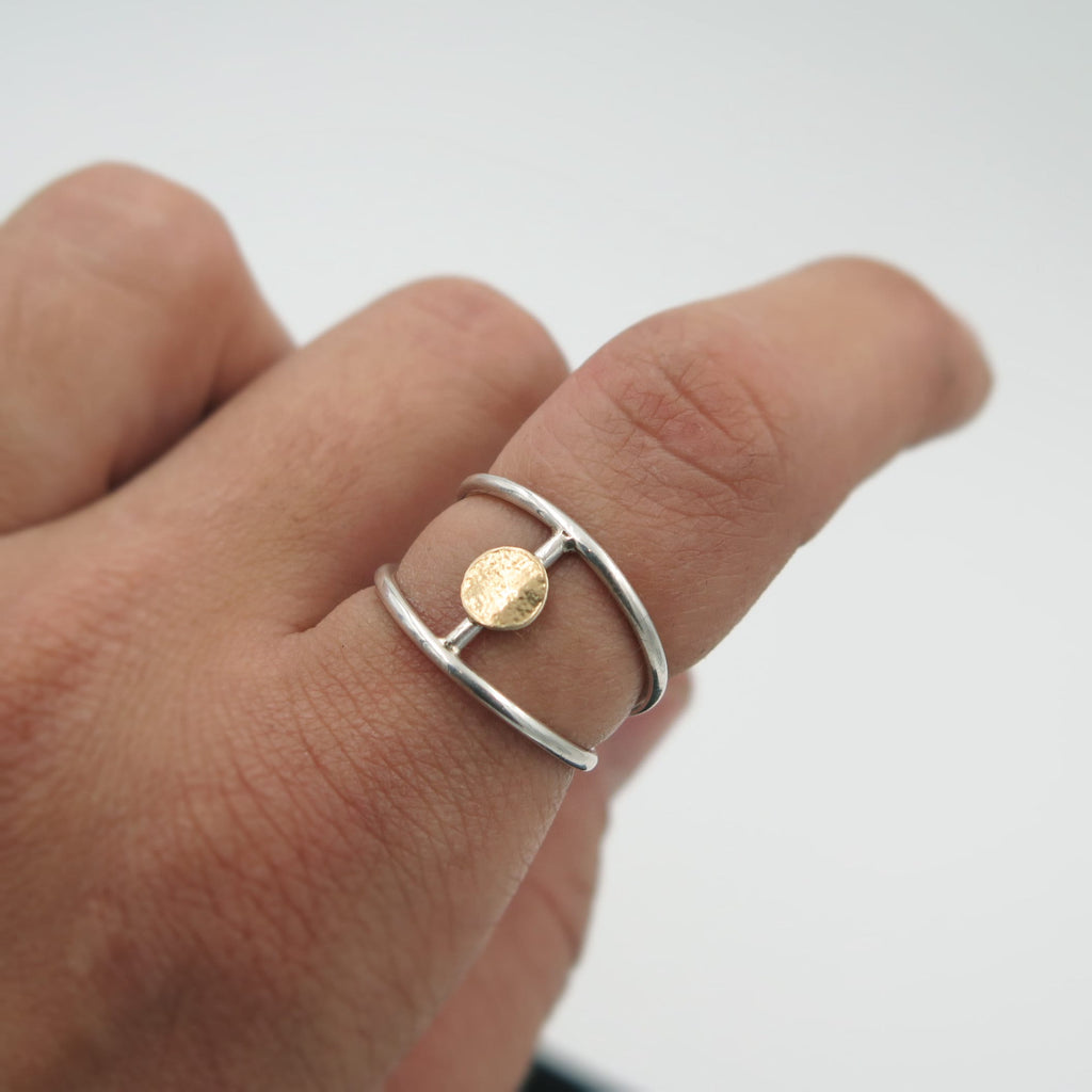 Evil Eye Fine Ring in Silver & 14K Gold - Alkisti Jewelry